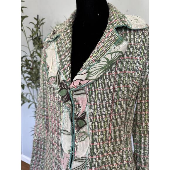 Vintage 90’s Y2K Tweed Boucle Jacket Size 6 True Meaning Floral Coat Boho Hippie - Picture 4 of 10